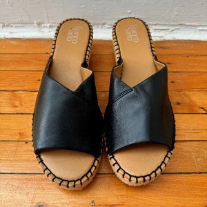 Franco Sarto Leather Espadrille Wedges Pinot Black